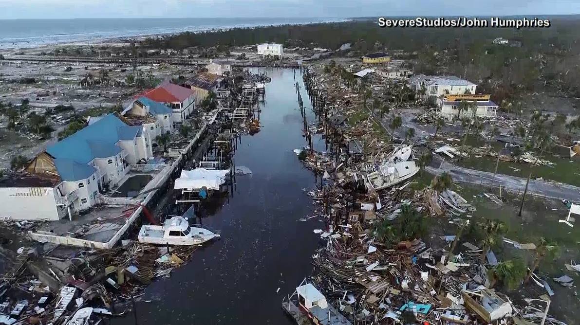 Mexico Beach destroyed: there are absolutely no words to describe the destruction hurricane Michael left behind at Mexico Beach, Florida when it slammed the area with 155 mph winds.  These photos shared by NBC show so many homes completely destroyed.   