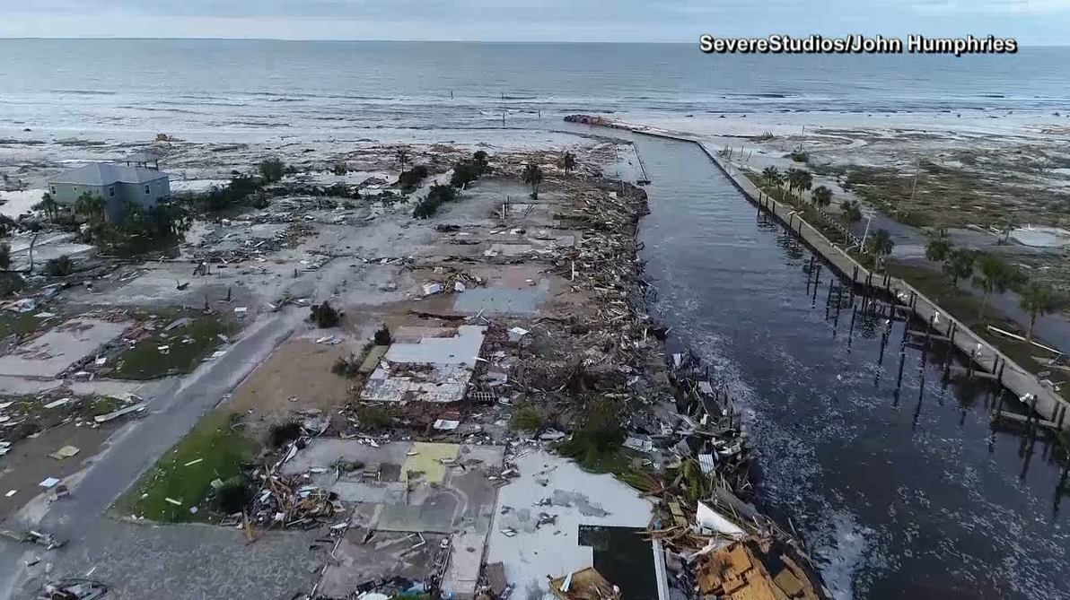 Mexico Beach destroyed: there are absolutely no words to describe the destruction hurricane Michael left behind at Mexico Beach, Florida when it slammed the area with 155 mph winds.  These photos shared by NBC show so many homes completely destroyed.   