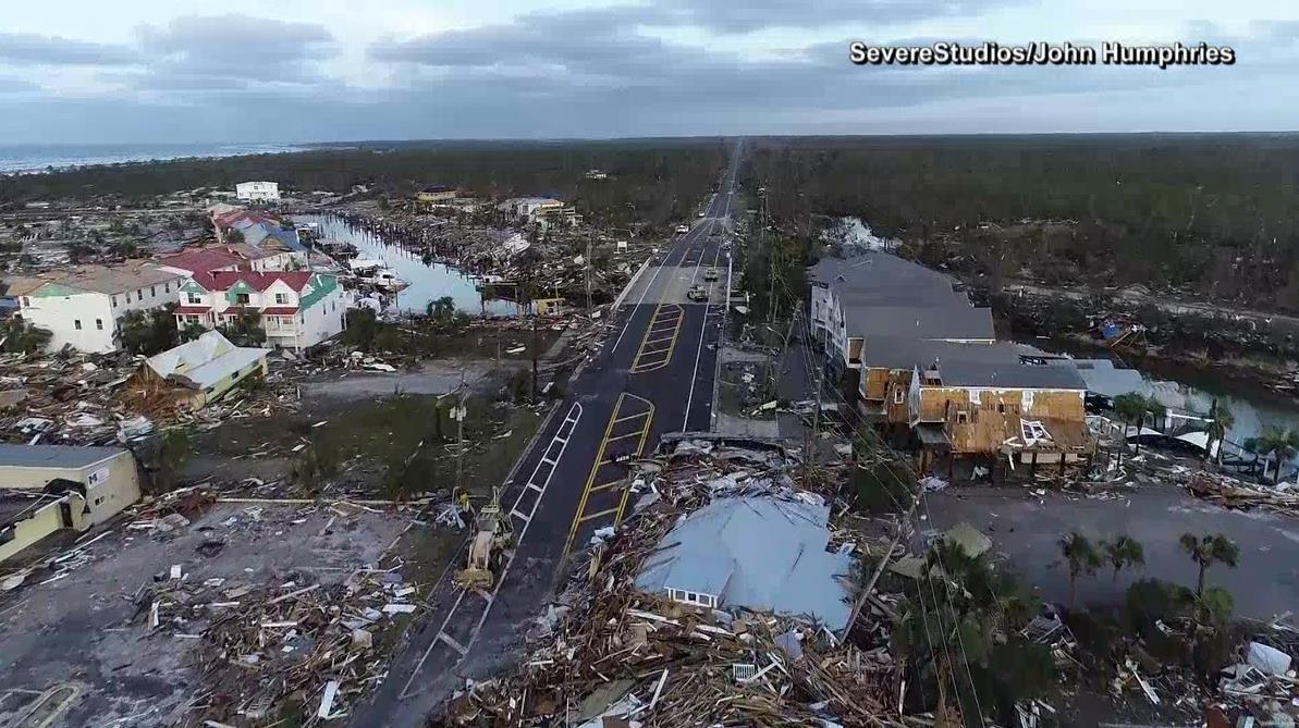 Mexico Beach destroyed: there are absolutely no words to describe the destruction hurricane Michael left behind at Mexico Beach, Florida when it slammed the area with 155 mph winds.  These photos shared by NBC show so many homes completely destroyed.   