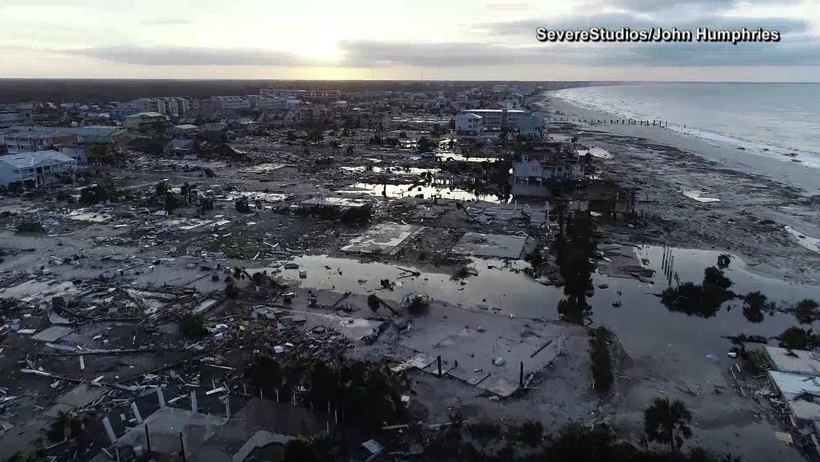 Mexico Beach destroyed: there are absolutely no words to describe the destruction hurricane Michael left behind at Mexico Beach, Florida when it slammed the area with 155 mph winds.  These photos shared by NBC show so many homes completely destroyed.   