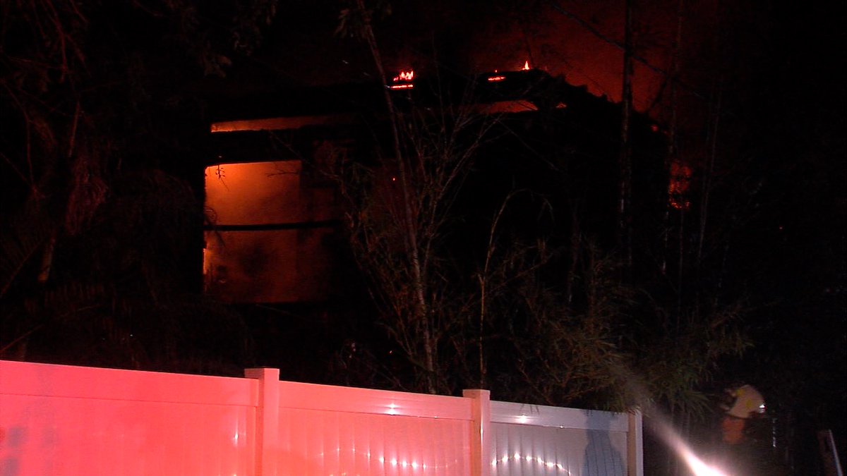 St. Petersburg FD officials say two people jumped for their lives as a fire consumed their apartment. They had to leave behind their dog but were soon reunited. No one was injured