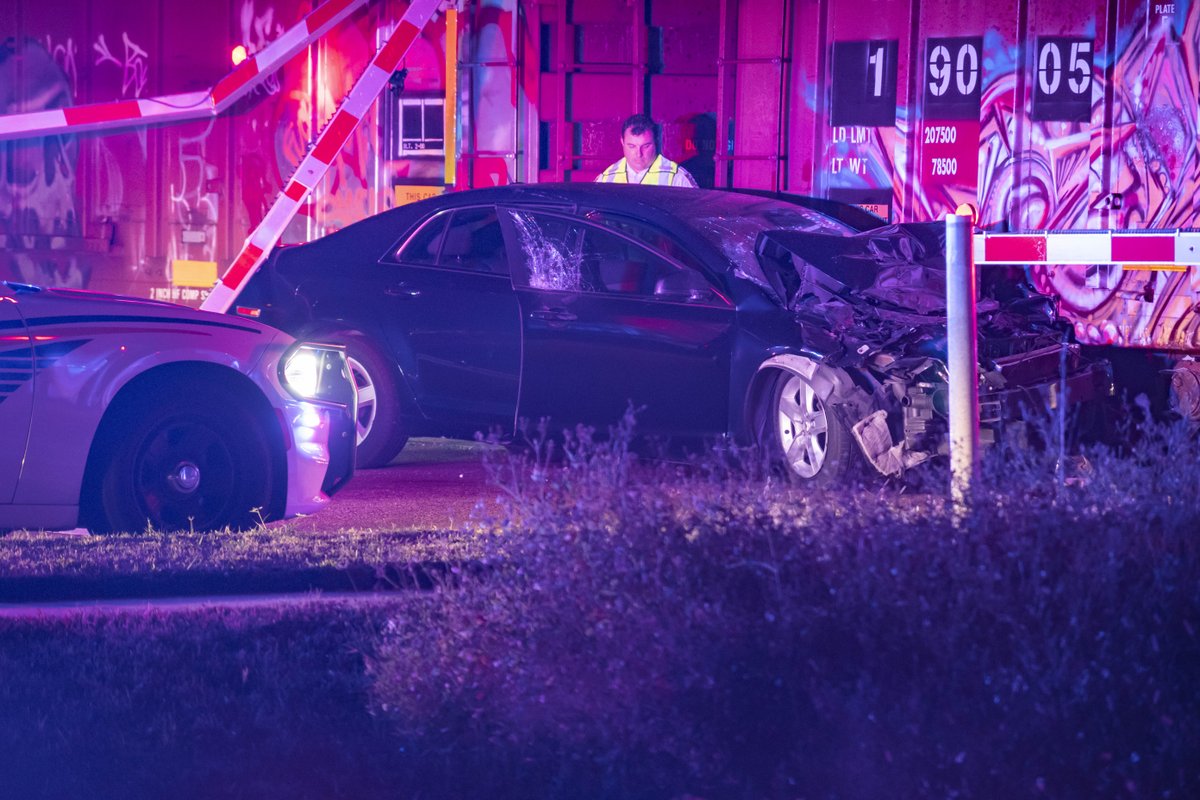 Emergency crews on scene of a vehicle versus train incident on Waters Avenue near Anderson Road in Tampa. Deputies say one person was transported with non-life threatening injuries