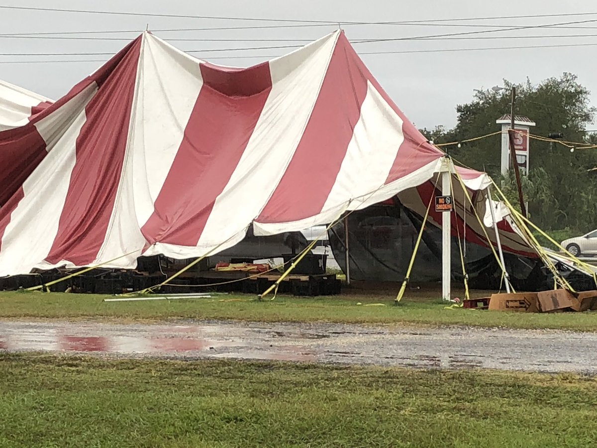 A tent that was covering a pumpkin patch at the Oldsmar Flee Market came down during today's storm. @FOX13News   