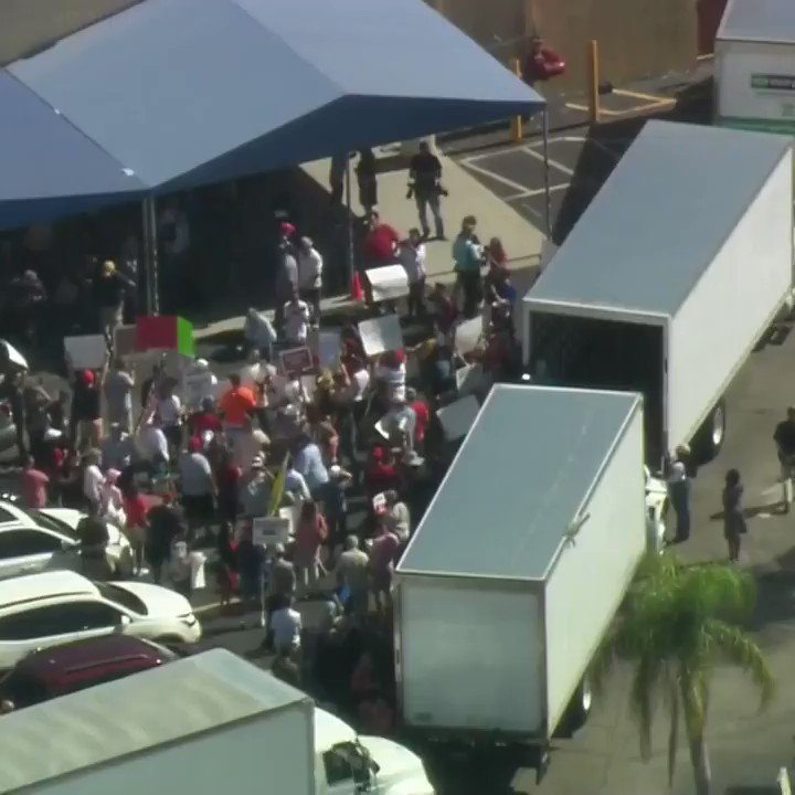 Protesters outside Broward Co. Board of Elections building in south Florida, as Republicans criticize vote count process.    