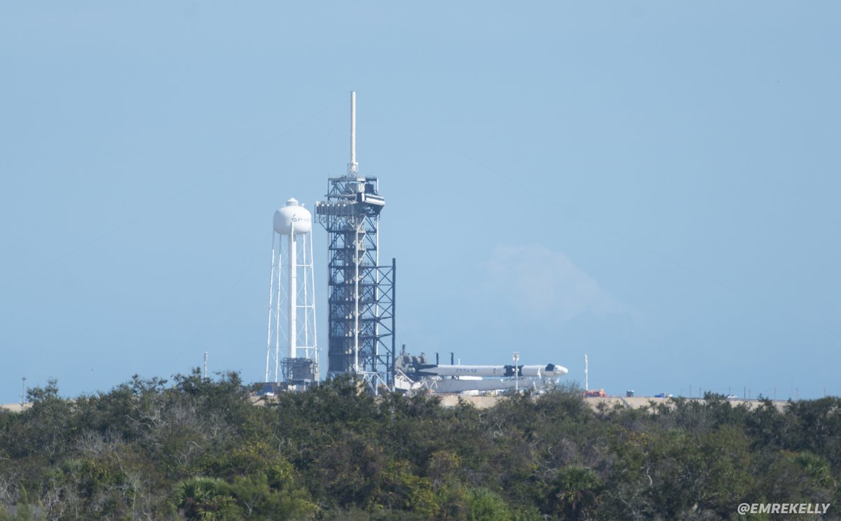 Good afternoon from Kennedy Space Center, where SpaceX has moved a new Falcon 9 booster topped with Crew Dragon (.) out of the hangar and to pad 39A.   These preps are for uncrewed Demo-1, which was planned for NET 1/17 