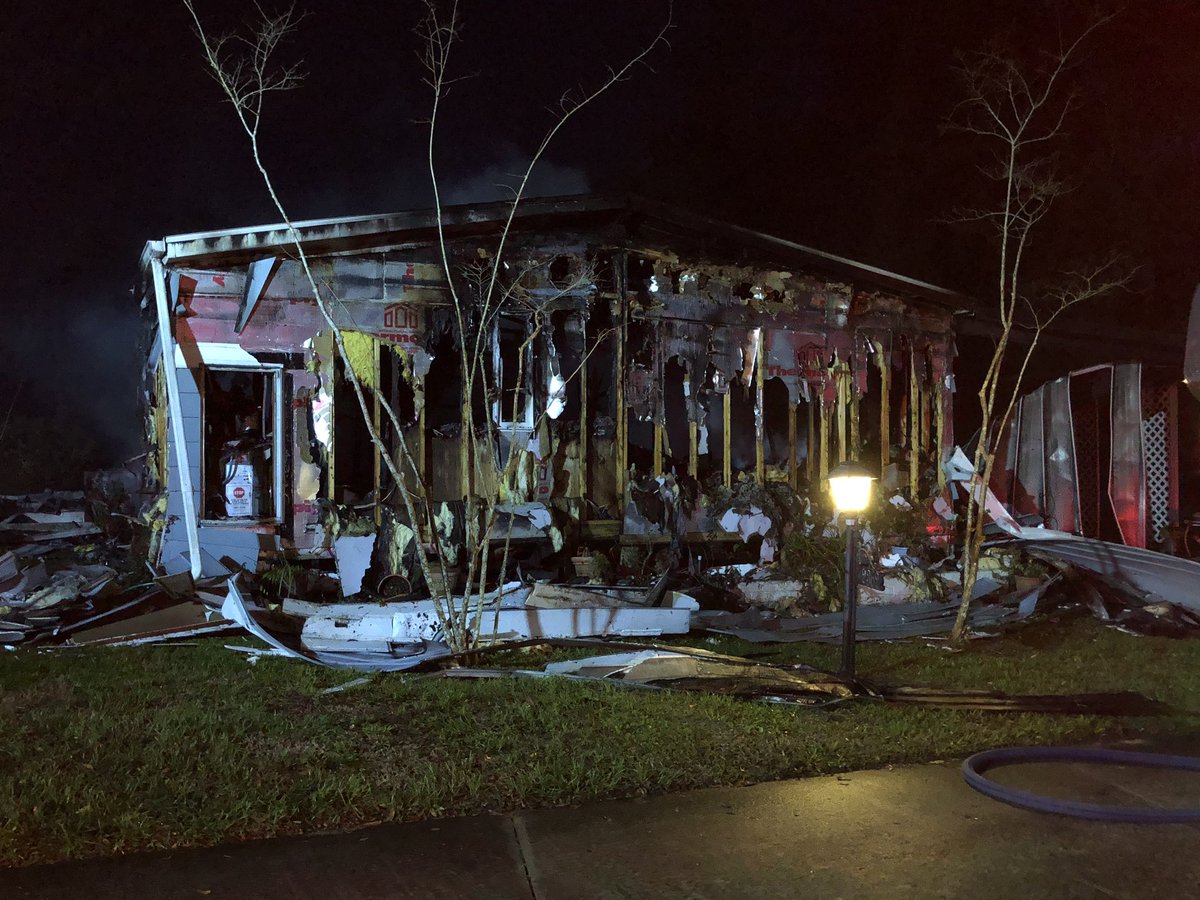 Orange City firefighters on scene of a mobile home fire on Sandlewood Ln. They say the home is destroyed. The homeowner is out of town and no one was hurt