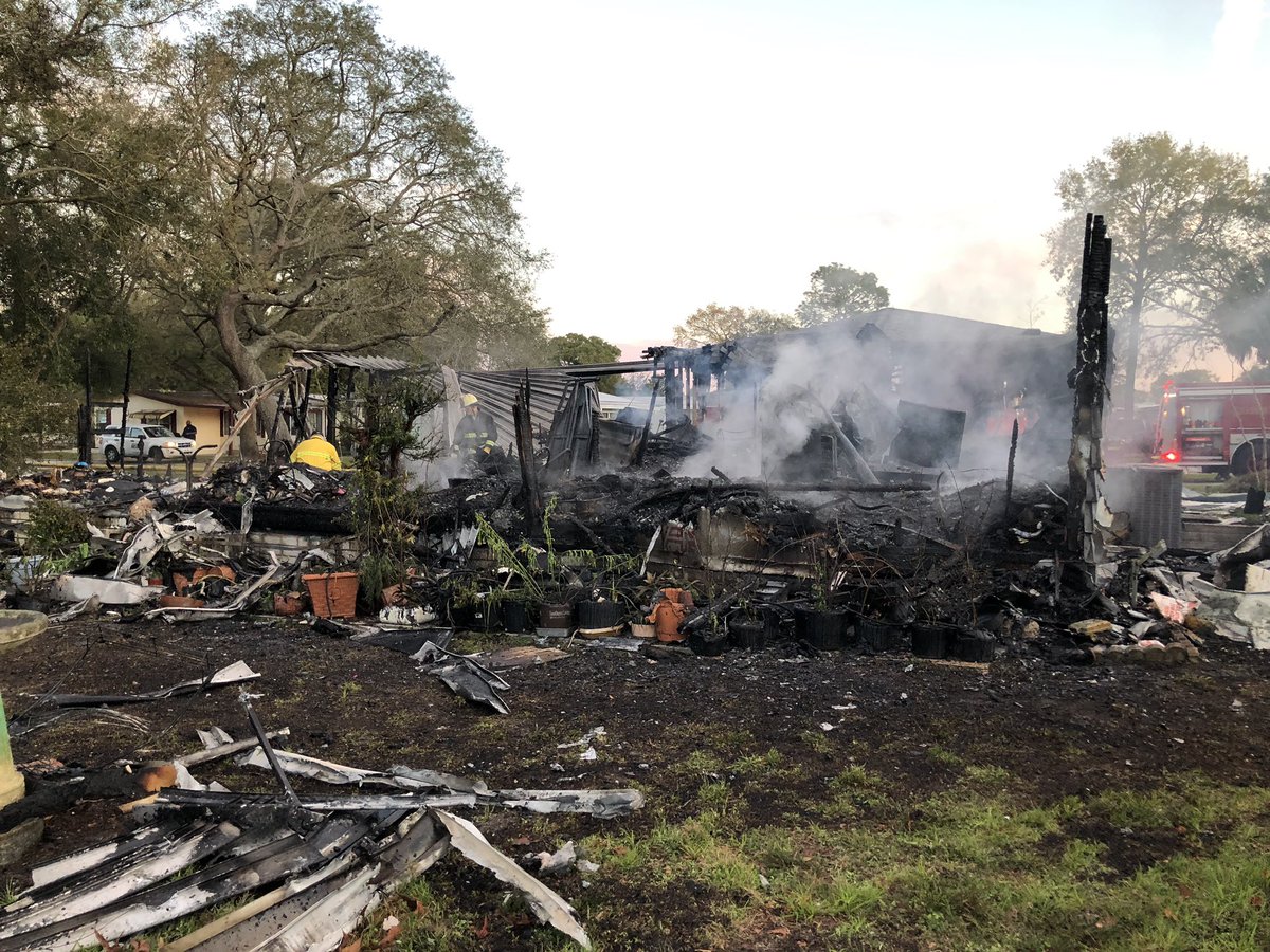 Orange City firefighters on scene of a mobile home fire on Sandlewood Ln. They say the home is destroyed. The homeowner is out of town and no one was hurt