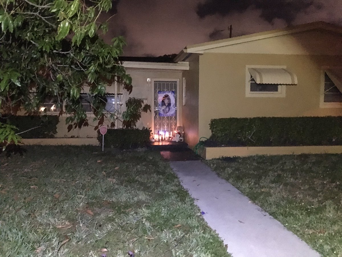 Miami Gardens police are searching for Danette Simmons' killer. Dozens of her friends and family members placed candles and teddy bears the doorstep of her house, where she was gunned down Thursday night in what her granddaughter says was a dispute over a dog.   