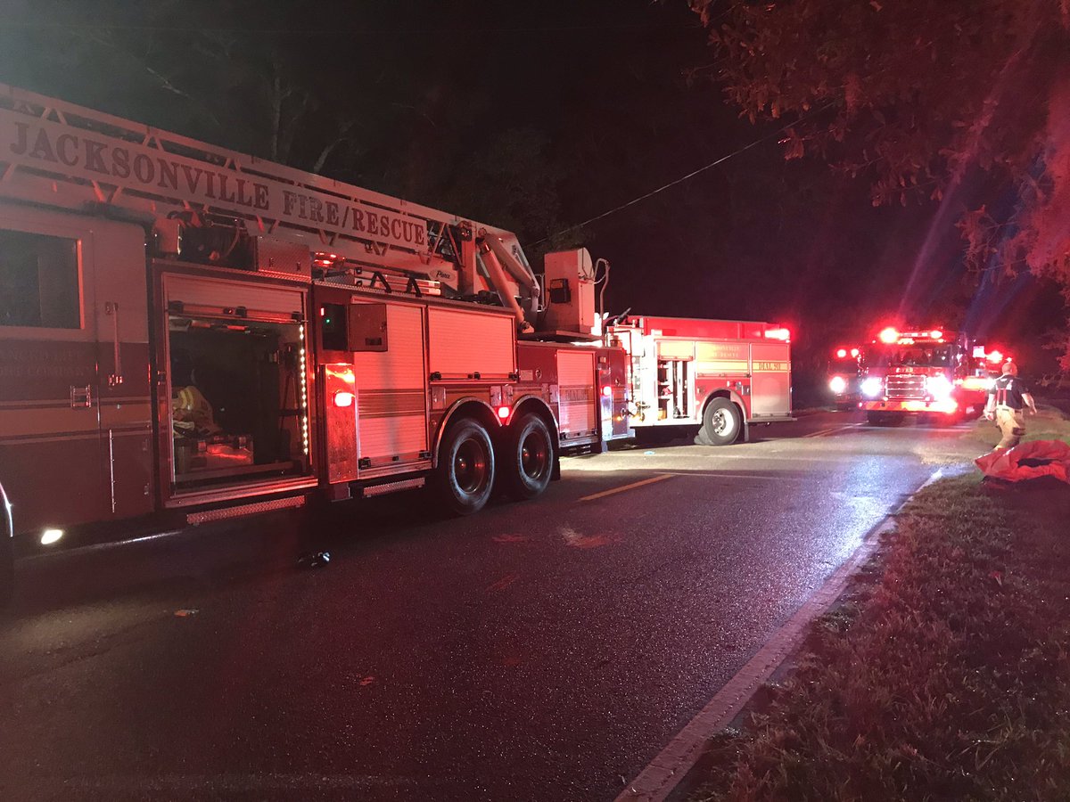 Jacksonville firefighter on scene of early morning house fire in 9600 blk of commonwealth avenue on the Westside - Home sustained heavy damage but no word as to any injuries 