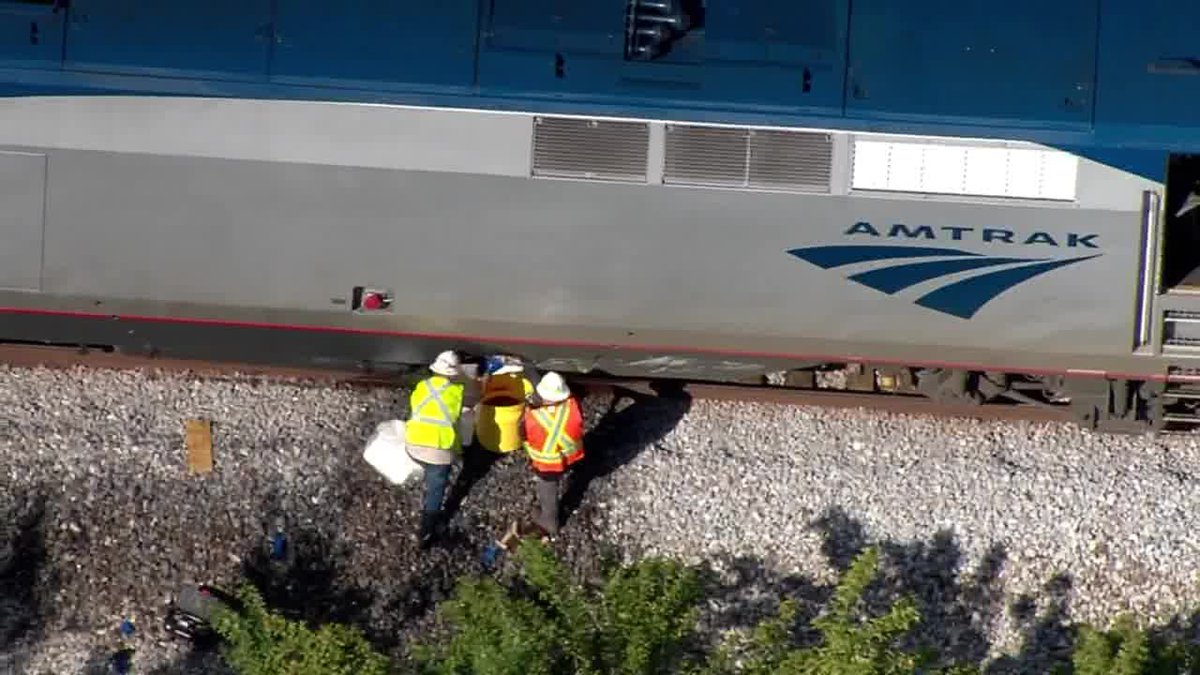 An Amtrak train struck a flatbed trailer that was crossing the tracks in Lakeland this afternoon.
