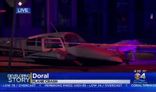 Plane crash on NW 25th St. just west of 87th Ave. in Doral. Traffic is moving on NW 25th St. though. No one injured. 