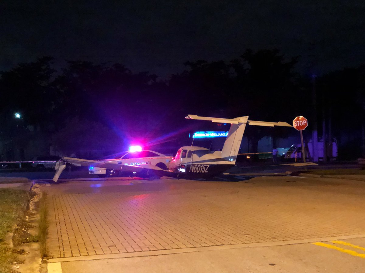 Plane down after emergency landing in Doral. Two people were on board, only 1 minor injury.