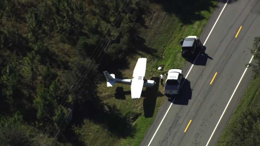 A plane landed on a road in Bunnell Wednesday after it ran out of fuel while in flight.