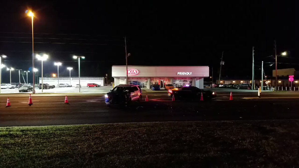 A driver hits a New Port Richey Police vehicle at the scene of a fatal pedestrian crash overnight.  US 19 NB near Cross Bayou is closed for investigation. 