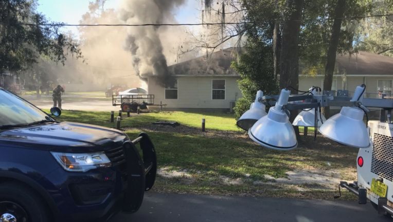 A car crash into a Dade City building caused a fire to break out Friday afternoon