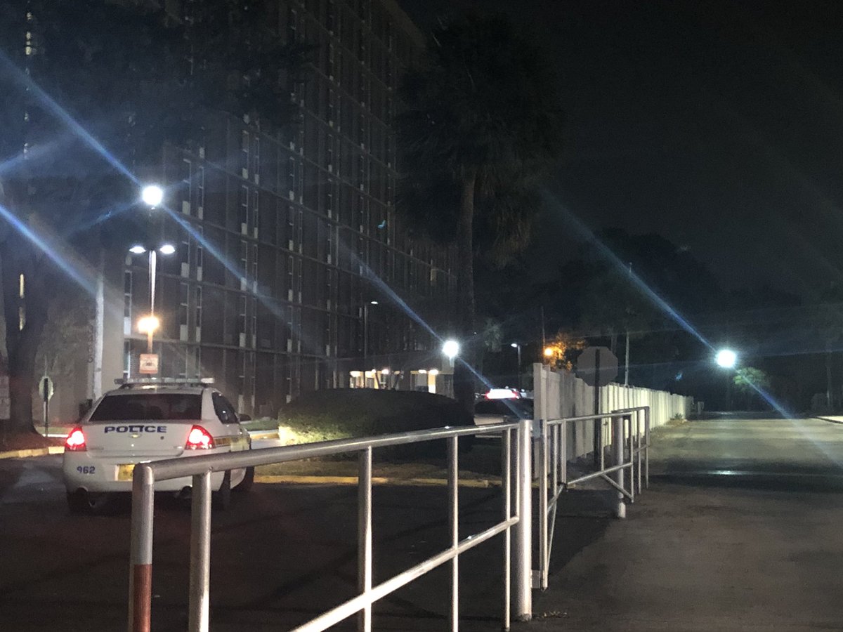 Police are looking for the person who shot a man and woman inside the lobby of an apartment complex off Philips Hwy.