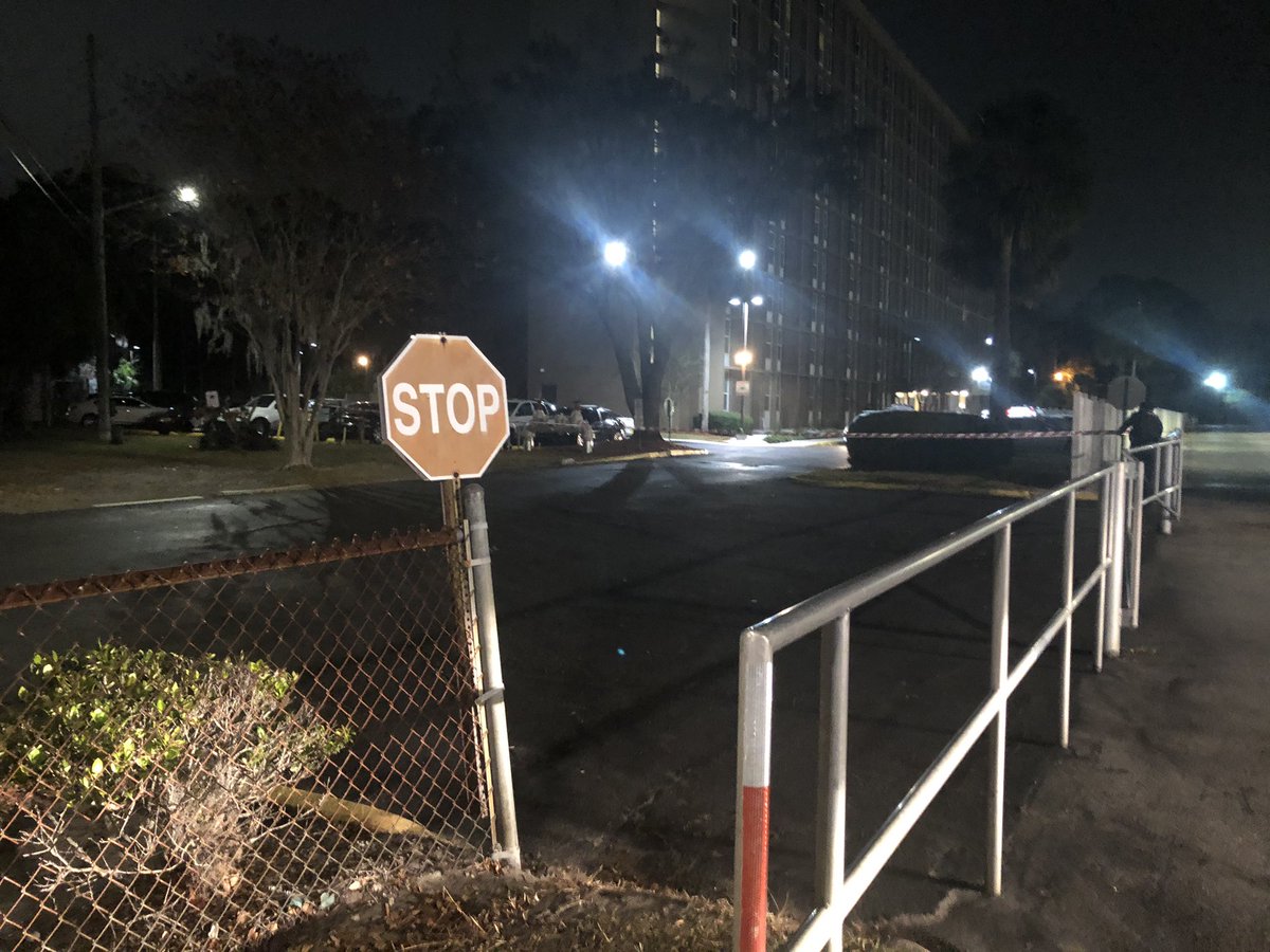 Police are looking for the person who shot a man and woman inside the lobby of an apartment complex off Philips Hwy.