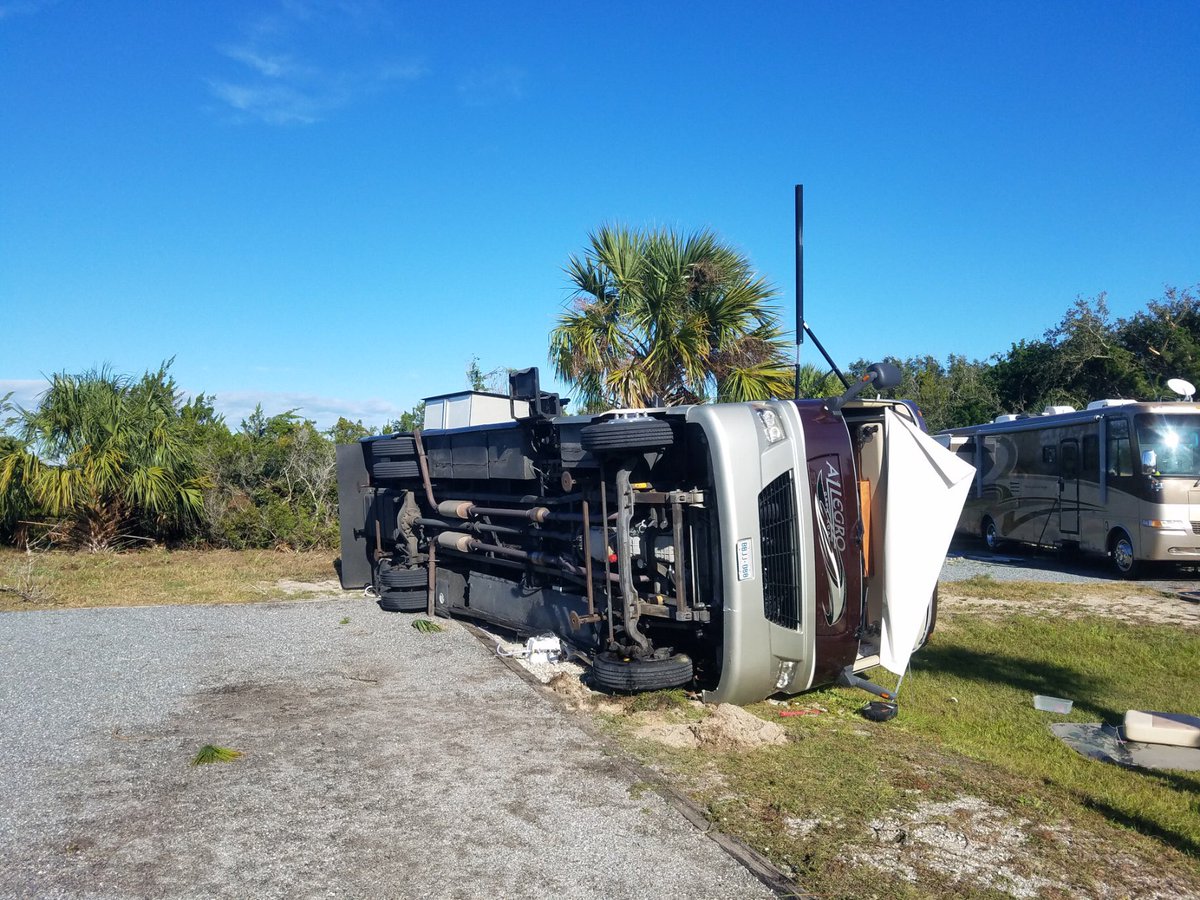 Damage from early Sat. morning storm at Gamble Rogers State Park in Flagler County.  No injuries but shaken nerves no doubt