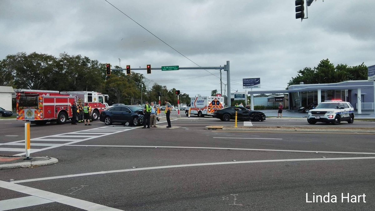 Vehicle crash at Court Street and Missouri Ave. Reportedly involving an officer. No serious injuries reported