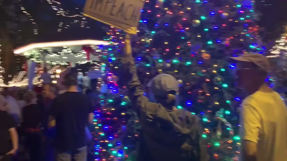 A few counter-demonstrators trying to interrupt a pro-impeachment rally here in St. Augustine, Florida