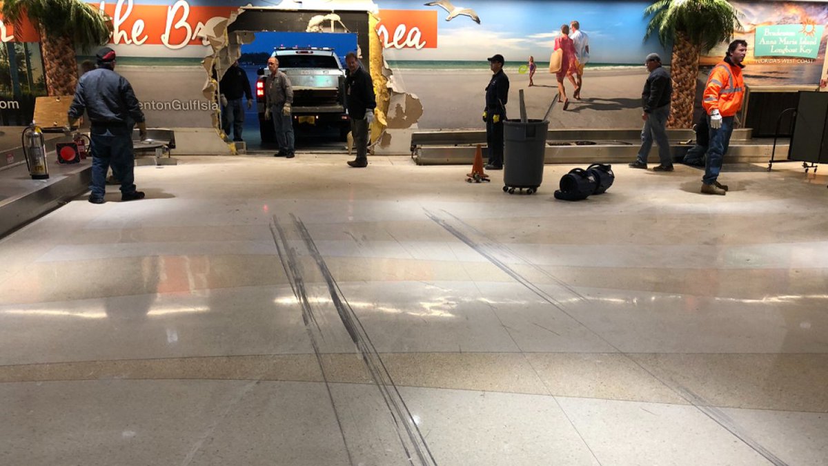 Florida Highway Patrol is investigating after a man driving recklessly crashed his truck into the Sarasota-Bradenton International Airport early on Thursday morning.