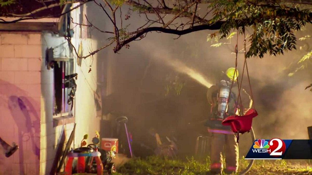 Flames damaged a home in Apopka on Monday. Officials said no one was hurt when the house on East Cleveland Street caught fire 