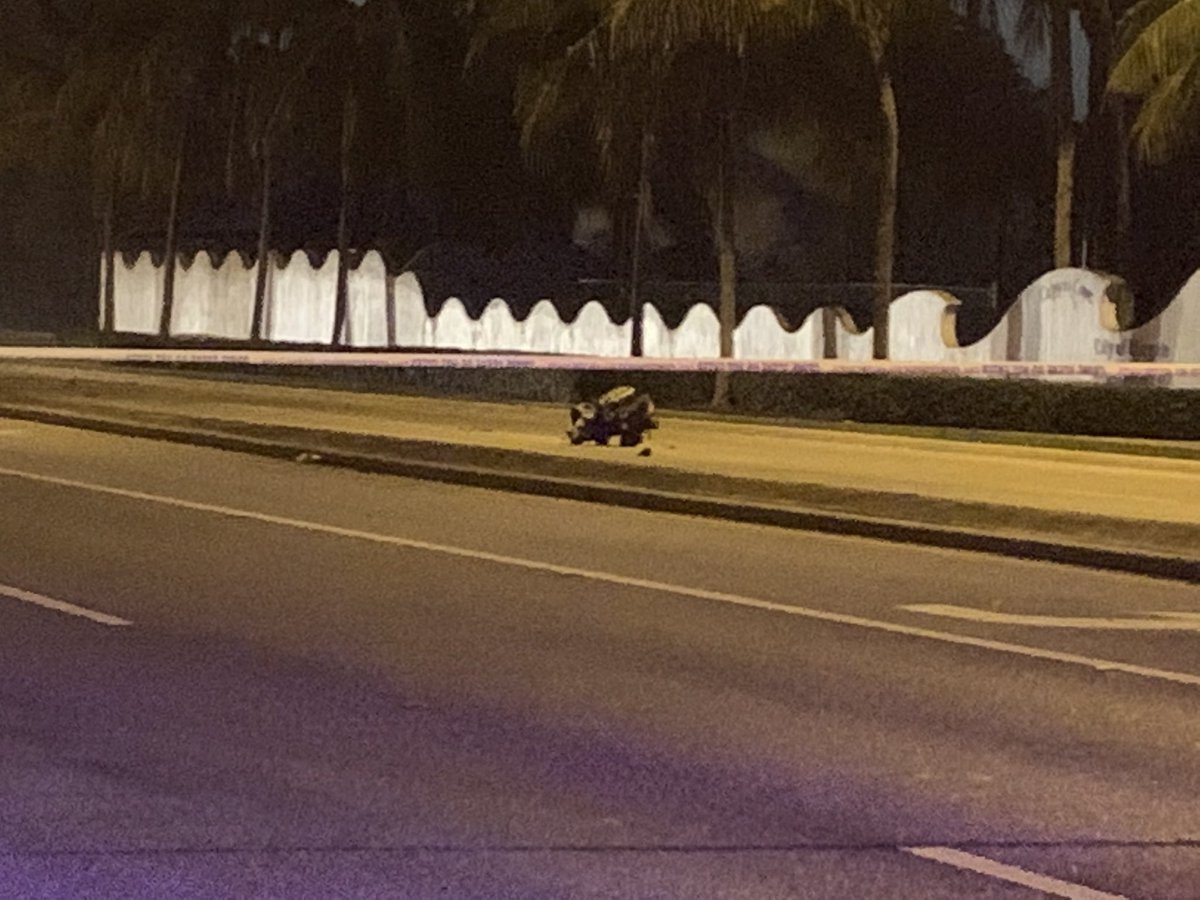 Police working to clear a fatal crash scene along Royal Palm Blvd in Margate. Two people confirmed dead, car parts seen scattered across road. Only one car involved, still unclear what led up to crash