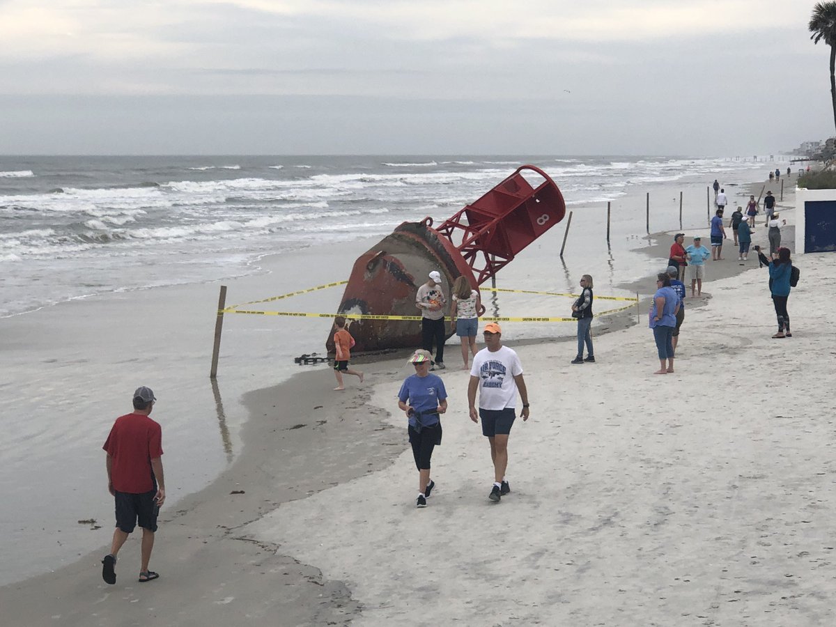 A 13,000 pound Coast Guard bouy is currently beached near 15th Ave in New Smyrna Beach. Coast Guard tells they are coming up with a plan on how to move it with city and county resources. They plan on using a crane and truck. No ETA on that yet.