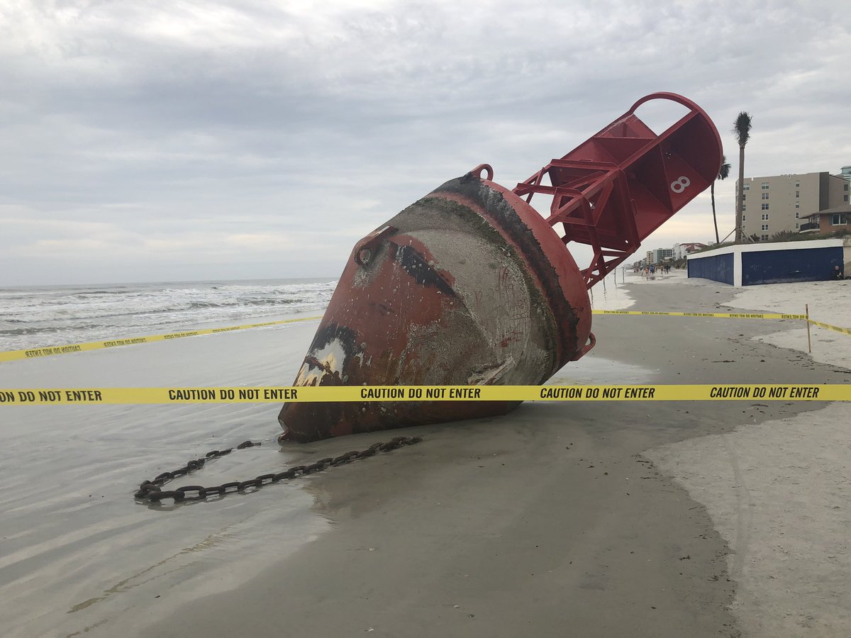 A 13,000 pound Coast Guard bouy is currently beached near 15th Ave in New Smyrna Beach. Coast Guard tells they are coming up with a plan on how to move it with city and county resources. They plan on using a crane and truck. No ETA on that yet.