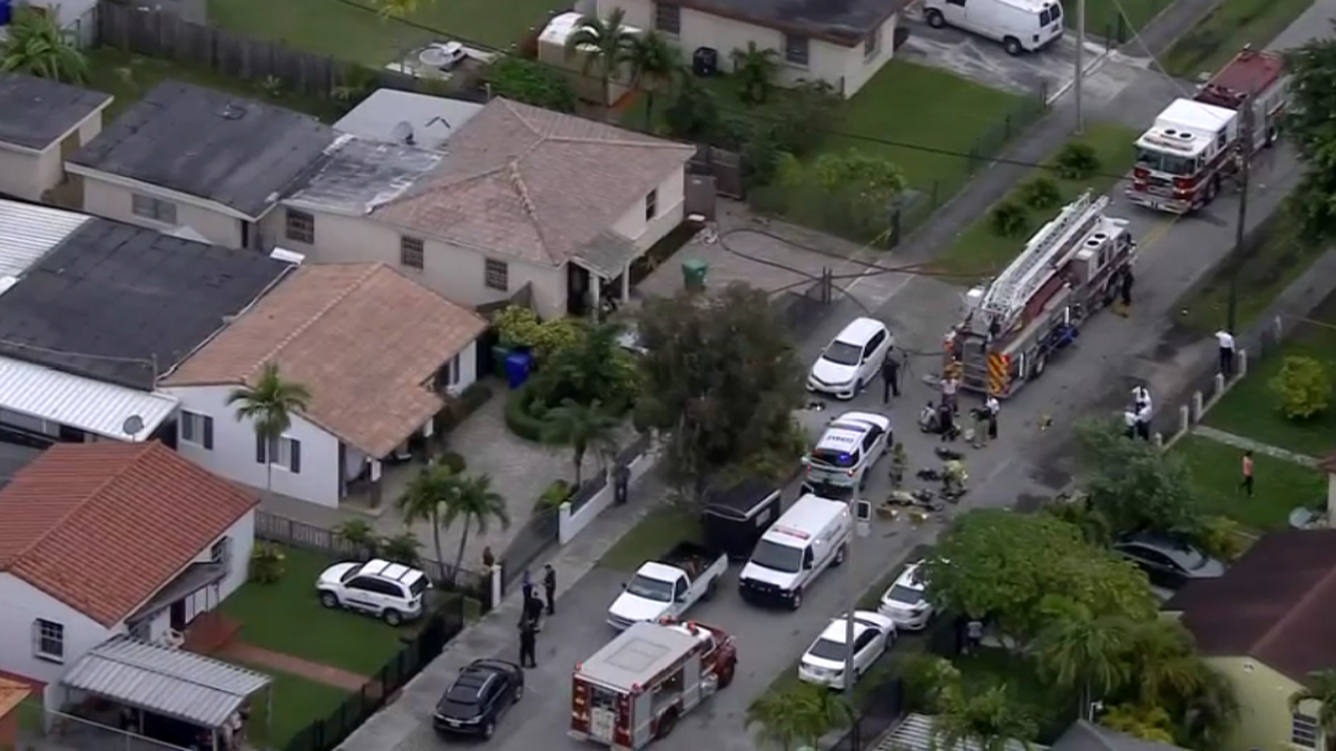Officials say 4 children, between 2 and 12 years old, were hospitalized after a fire at a Miami home