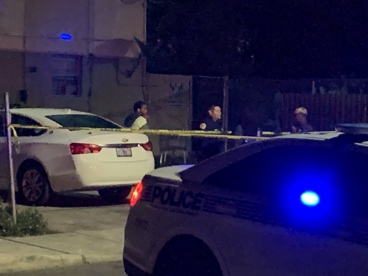 Officers were spotted talking to residents of this small apartment building on NW 1st Court, one block away from corner store. Still not clear if that's where the shooting took place. 