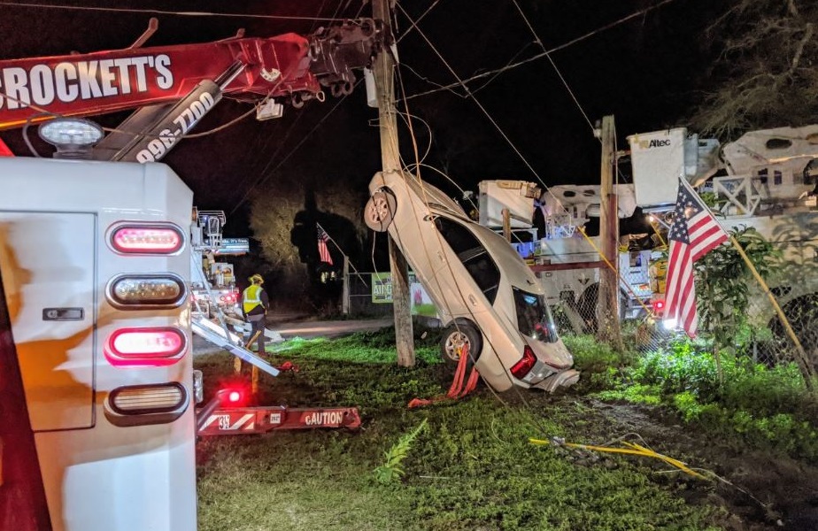 A driver is recovering in the hospital after crashing into a pole on Wednesday night, the Florida Highway Patrol said.
