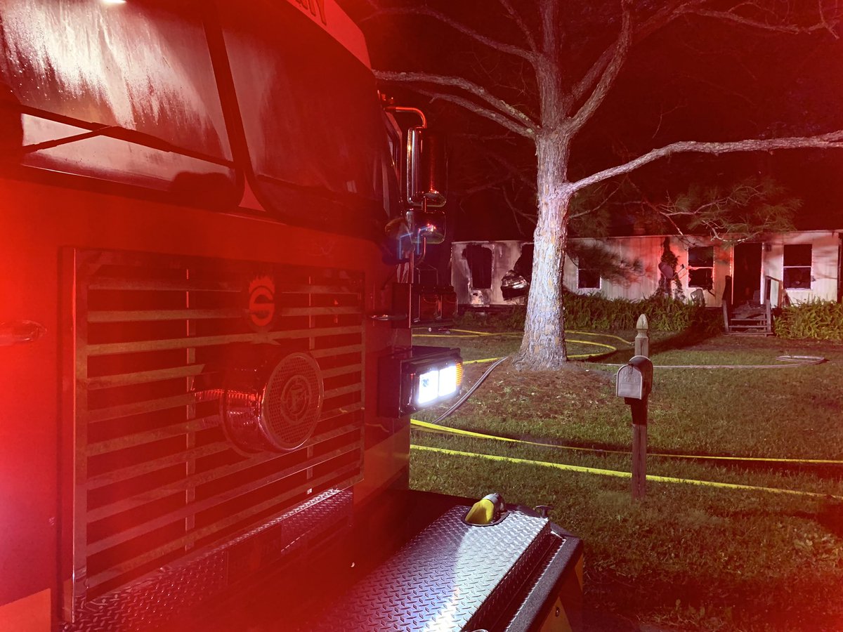 Scene from the early morning fire on Kipling Drive in Sharpes. Home is heavily damaged and appears to be unoccupied. Propane tank leak has been secured, gas company enroute. No cause, BCFR fire inspector on scene