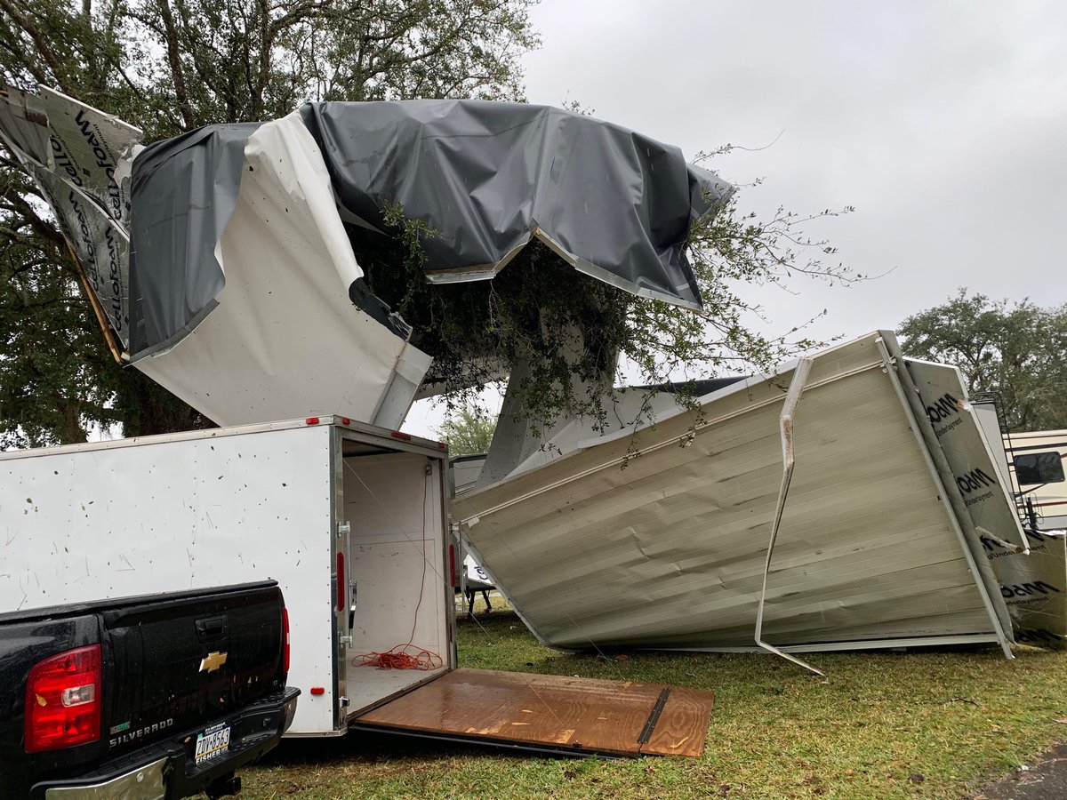 Lake County officials say there was a possible tornado in Lake County this morning. Photo at the Holiday Travel RV park.
