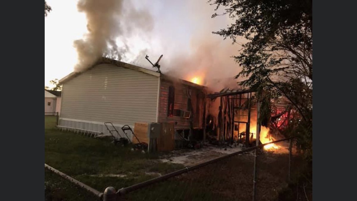 2 adults and 3 pets were inside the home. Everyone made it out okay. Fire caused extensive damage and home is not livable Port Orange fire says a discarded cigar caught the trash can on fire and it spread from the deck to the home