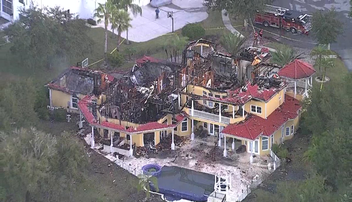 A closer look from SkyFOX at what's left of a million-dollar home in Oldsmar after an early morning fire.