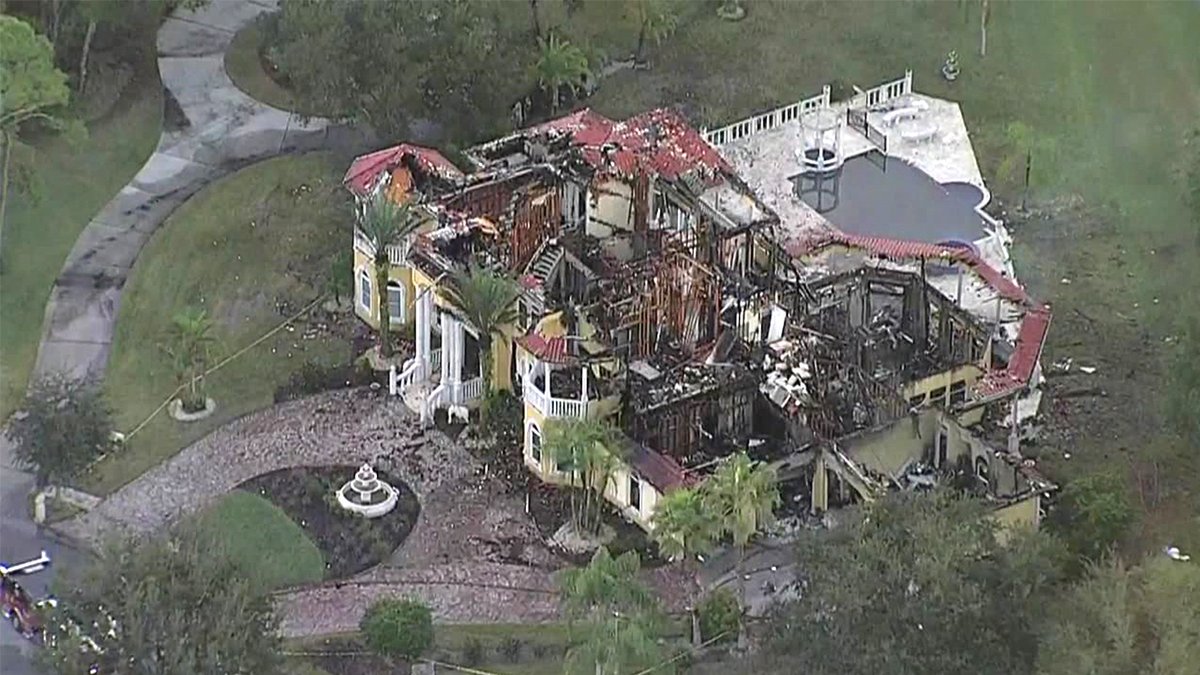A closer look from SkyFOX at what's left of a million-dollar home in Oldsmar after an early morning fire.