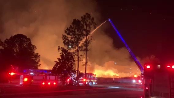 Intense fire on the Southside. JFRD says a new apartment complex under construction is on fire at Nursery Field Rd & Sweetwatee Pkwy. No one lives in building or is injured. No sprinklers in place. Captain says it possibly could have spread to nearby houses.