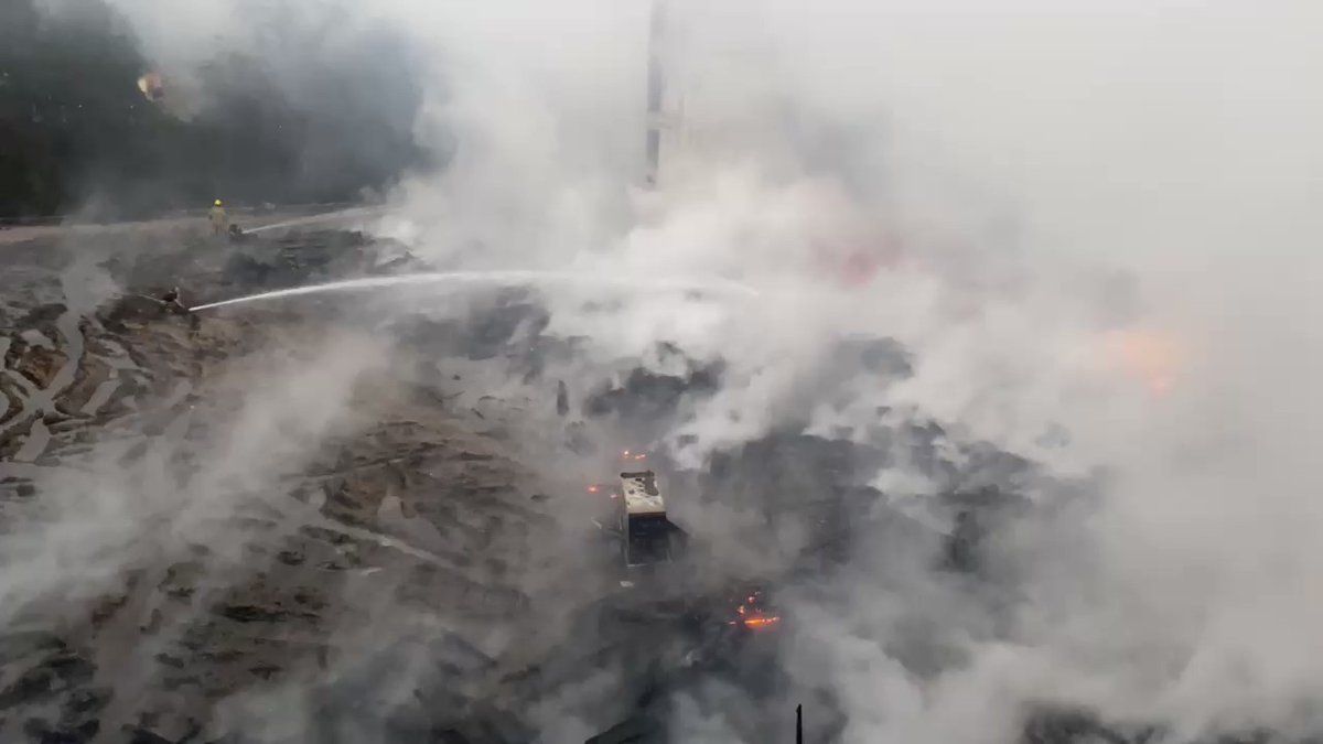 JFRD is putting water on the debris. At one point they had 45 pieces of equipment out here, including 14 engines. 