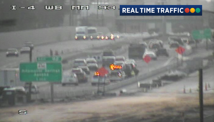 Crash blocking a right lane of I-4 west at SR-434 in Longwood. 