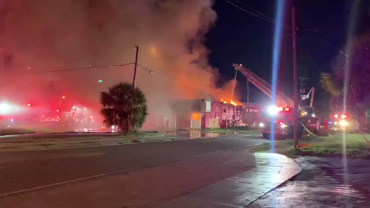 Largo Fire Rescue on scene going defensive on a 2 alarm fire. Flames still pushing through the roof. 1600 block of Clearwater Largo Rd.