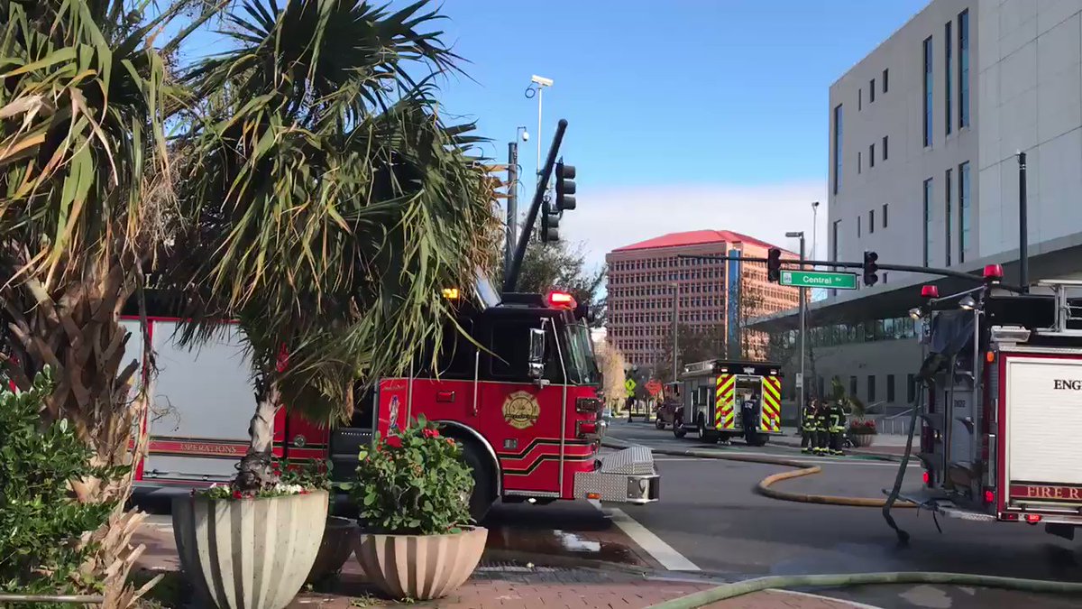OrlandoFireDept working hard to knock down the flames. This is off Central Blvd & Division Ave in Orlando 