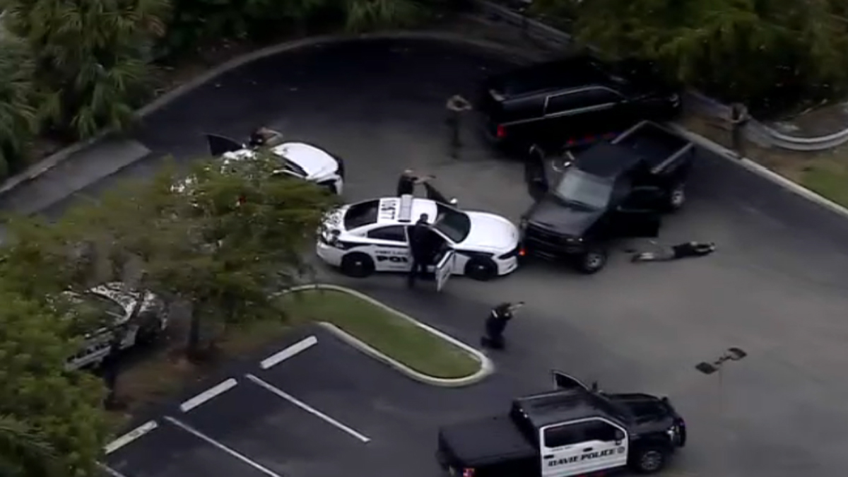 At least two suspects were taken into custody after police were involved in a high-speed pursuit of a pickup truck in South Florida Thursday afternoon. Footage showed the suspects in a black pickup truck being followed by officers on interstates and side streets in Broward County.
