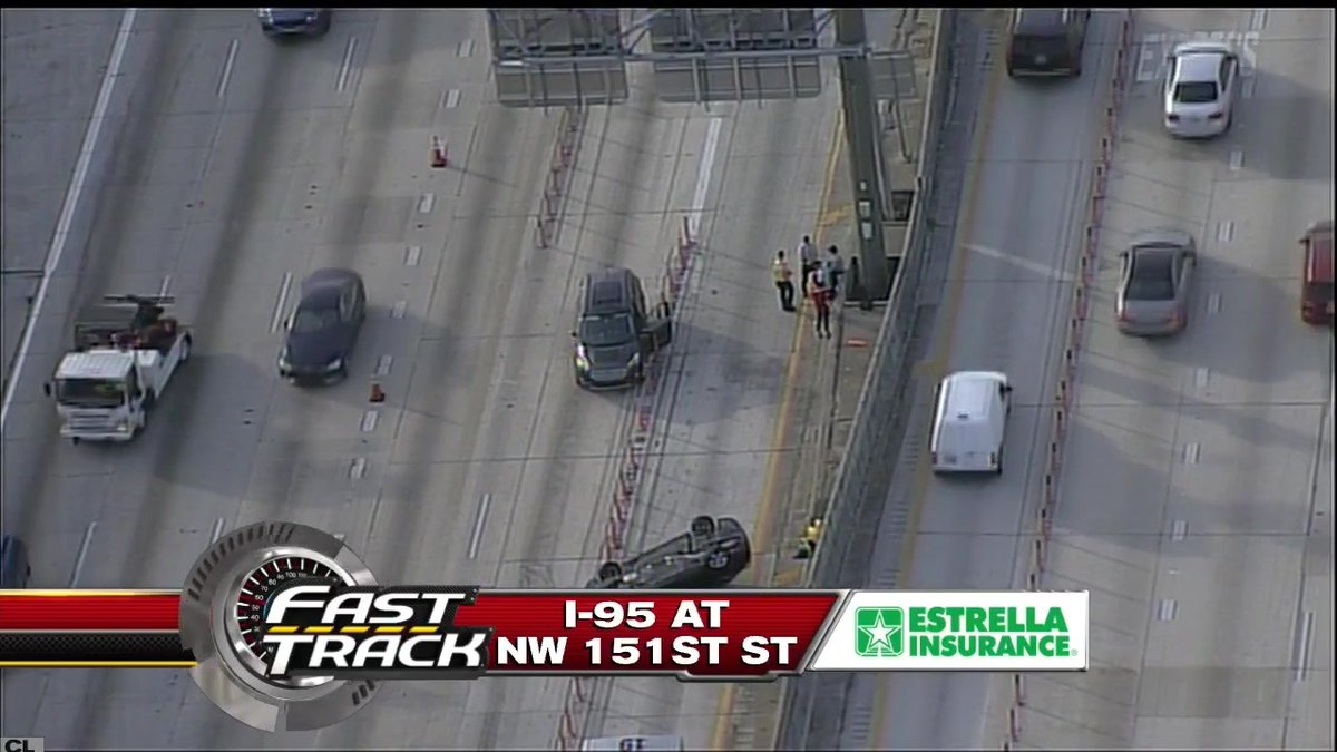 Heavy delays on NB lanes of I-95 due to rollover crash at NW 151 St