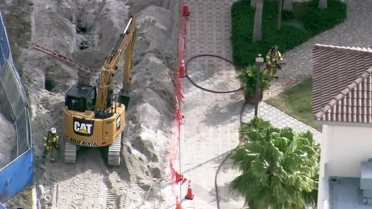 Gas leak at Palm Beach Atlantic University in West Palm Beach.   multiple firefighters on scene hosing down parts of the ground