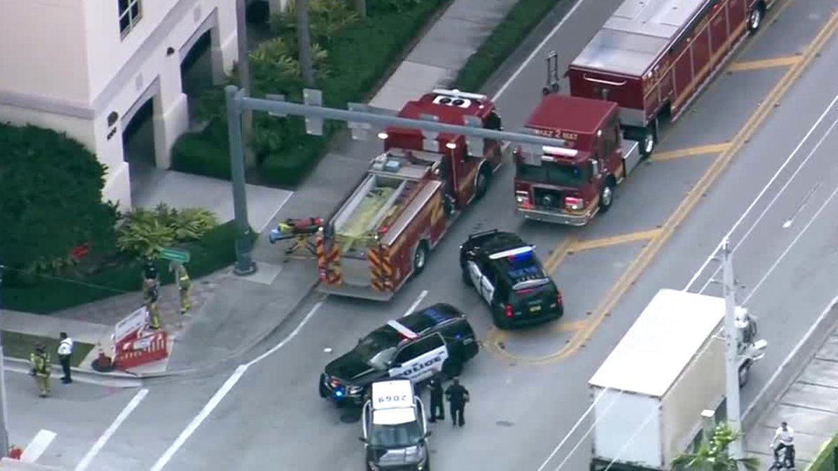 Gas leak at Palm Beach Atlantic University in West Palm Beach.   multiple firefighters on scene hosing down parts of the ground