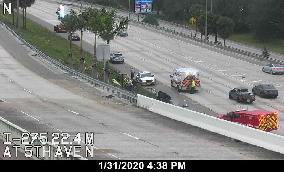 St Petersburg: Fatal rollover crash on northbound I-275 near exit 22 to 5th Ave N. FHP investigating. Expect long delays due to inside lane closures
