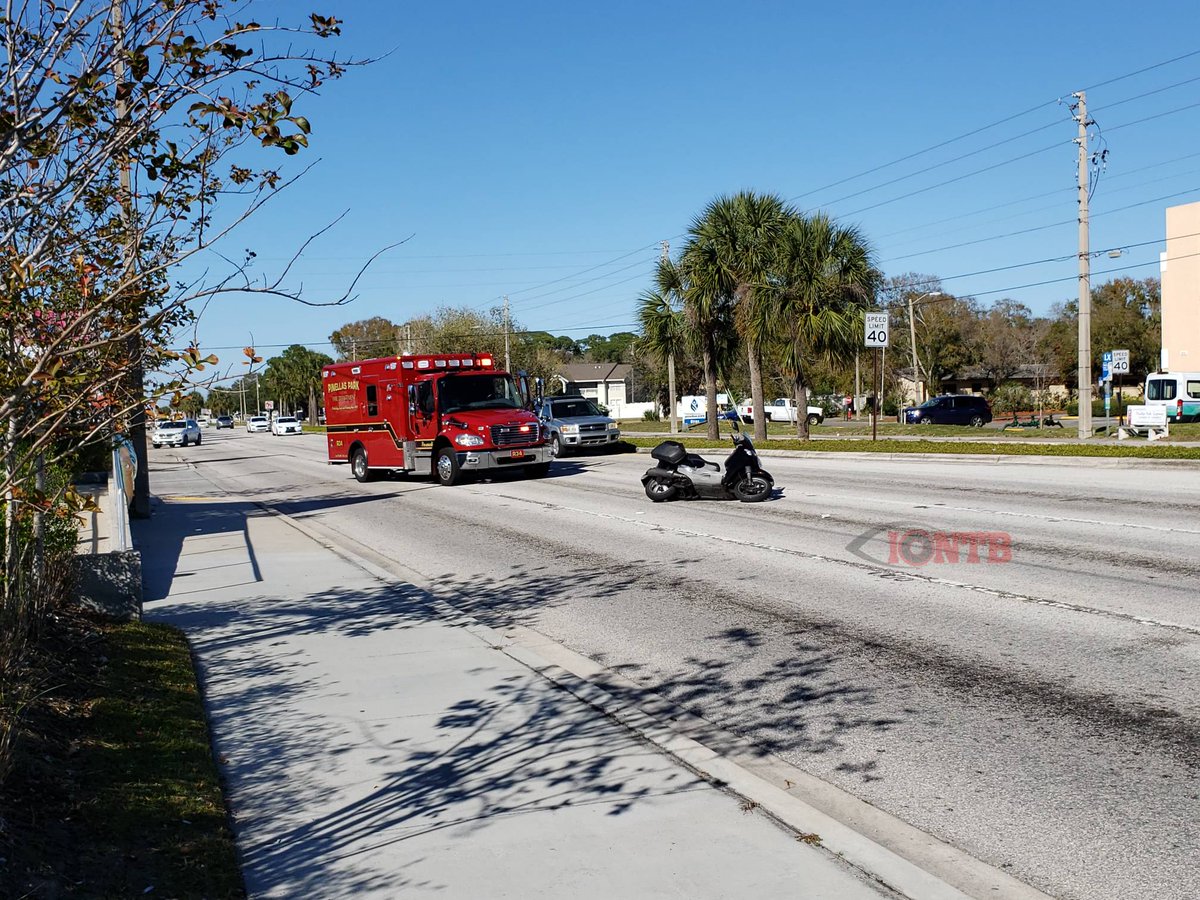 Pinellas Park: Motorcyclist injured in crash southbound 49th Street at 86th Ave N. Curb and center lanes closed.  Trauma alert to Bayfront
