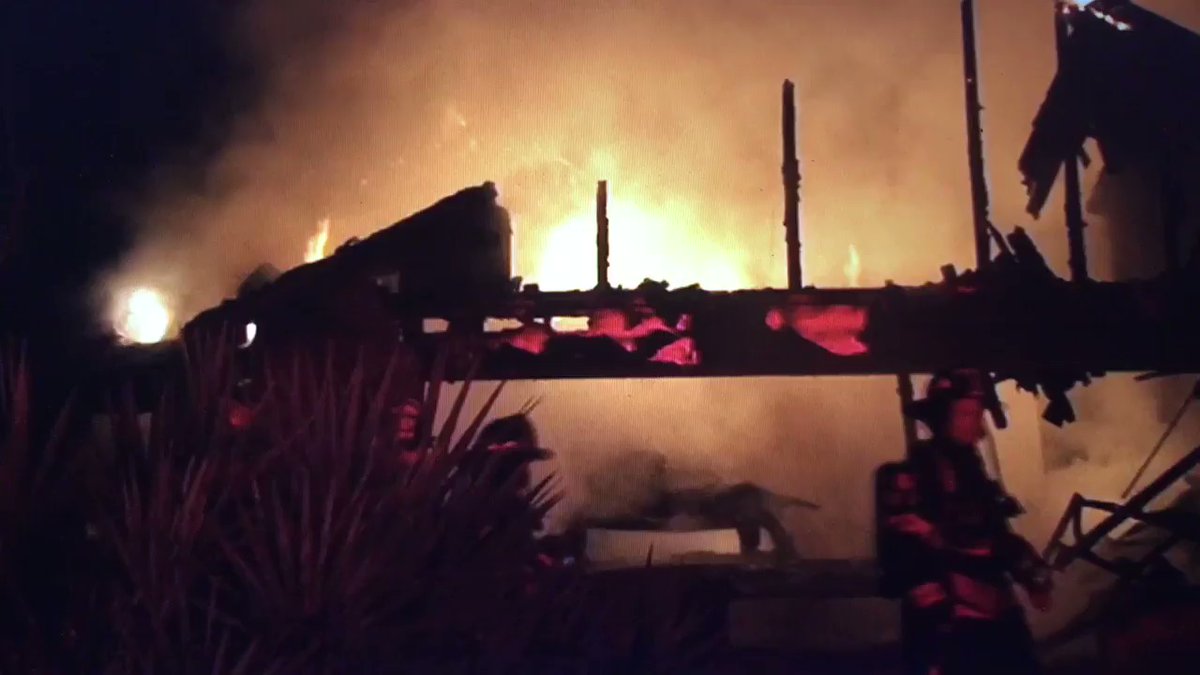 Fire destroyed home on Lake Drive debary overnight. Man in his 20's flown to @ORMC after suffering serious burns. Investigators say he lived in home w grandmother who got out safely. Cause if fire under investigation