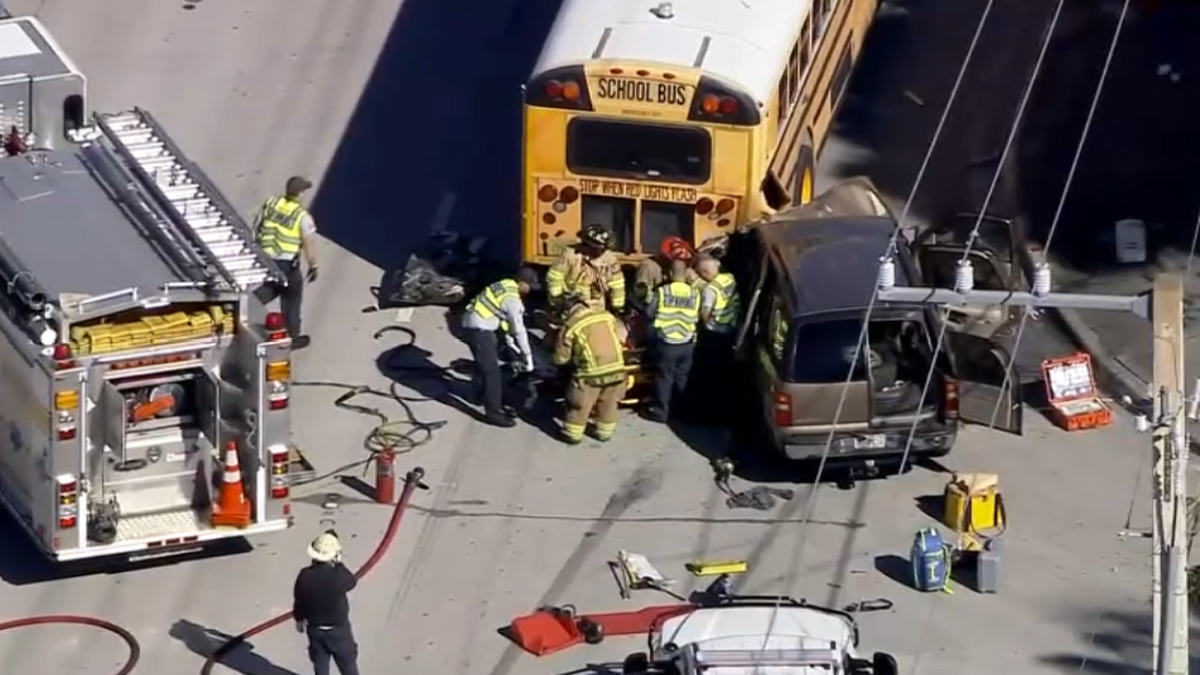 School bus involved in crash in Davie in the area of Griffin Road and Southwest 73rd Avenue.